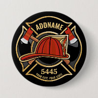Firefighter ADD NAME Fire Station Department Badge
