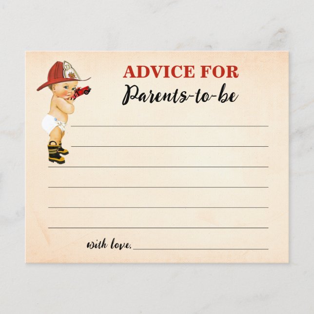 Firefighter Advice for Mum & Dad Baby Shower Card (Front)