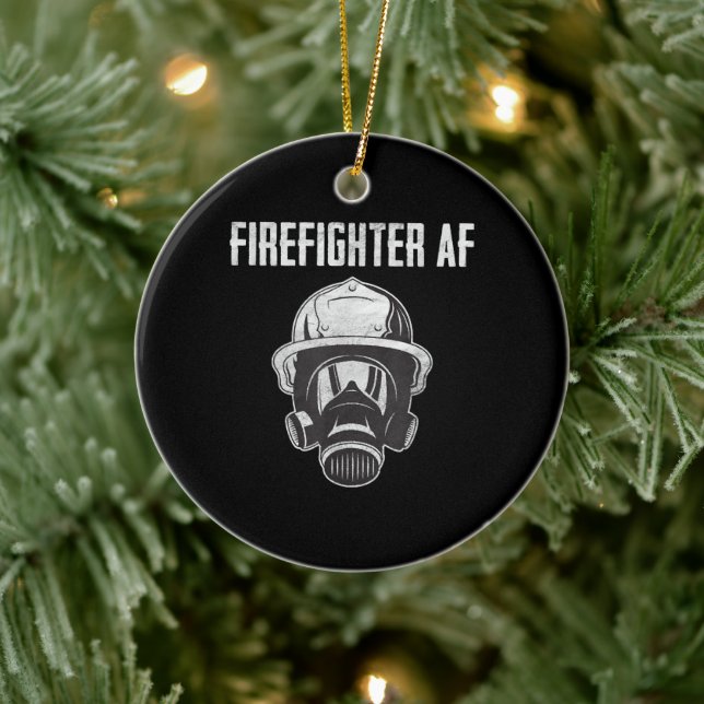 Firefighter AF | Gas Mask | Funny Firefighter Ceramic Ornament (Tree)