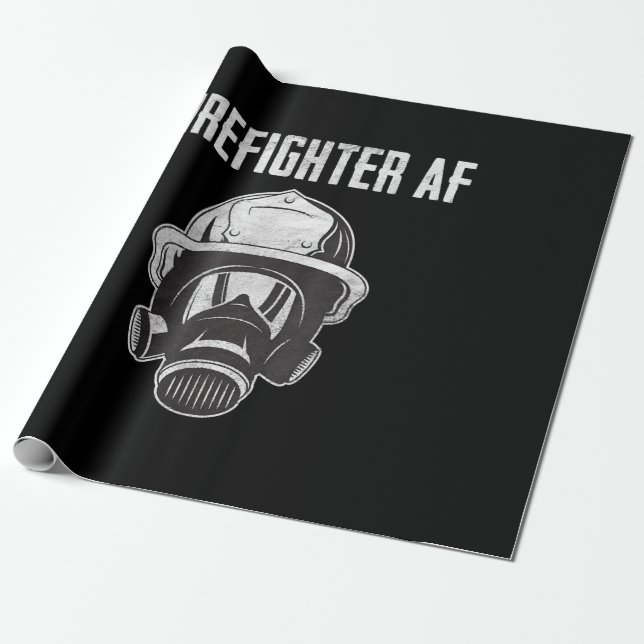 Firefighter AF | Gas Mask | Funny Firefighter Wrapping Paper (Unrolled)