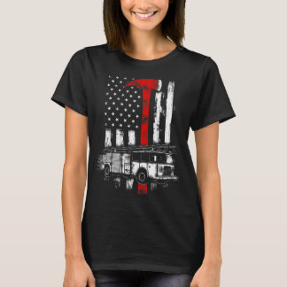 Firefighter American Fire Truck red Axe Fireman US T-Shirt