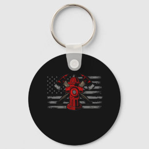 Firefighter American Flag Axe Key Ring