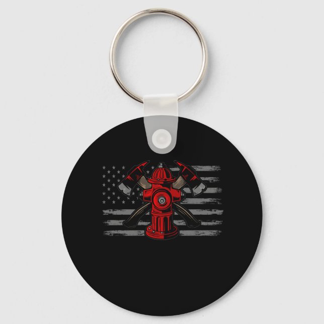 Firefighter American Flag Axe Key Ring (Front)