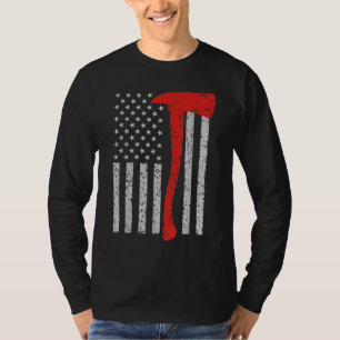 Firefighter American Flag Axe Thin Red Line Patrio T-Shirt