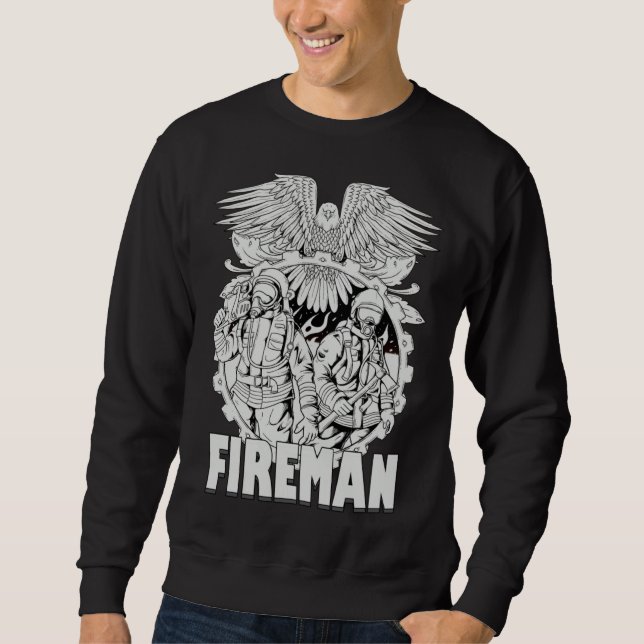 Firefighter American Flag Eagle Fireman Womans Man Sweatshirt (Front)