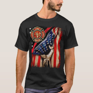 Firefighter American Flag Firefighter Vibes Labor  T-Shirt