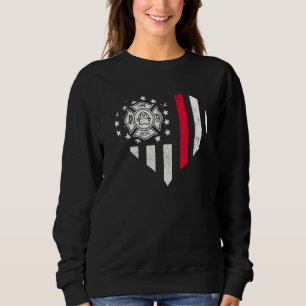 Firefighter American Flag Heart Patriotic Fireman Sweatshirt