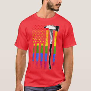 Firefighter American Flag Lgbt-q Gay Pride Flag Fi T-Shirt
