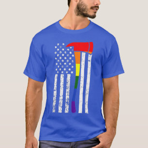 Firefighter American Flag LGBTQ Gay Pride Flag Fir T-Shirt