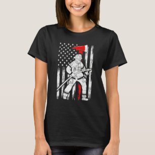 Firefighter American Flag Patriotic US Fireman 4th T-Shirt
