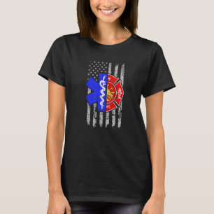 Firefighter American Flag Patriotic US Fireman 4th T-Shirt