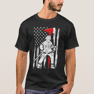 Firefighter American Flag Patriotic US Fireman 4th T-Shirt