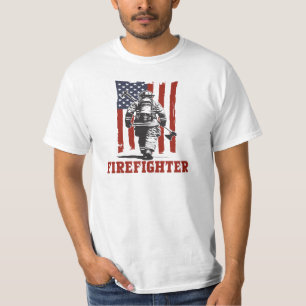 Firefighter, American Flag T-Shirt