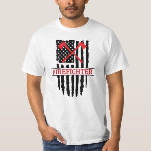Firefighter, American Flag T-Shirt