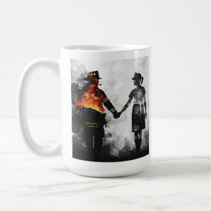 Firefighter and Nurse Couple Silhouette Art Coffee Mug