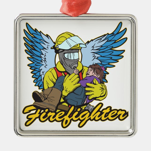 Firefighter Angel Metal Tree Decoration (Front)