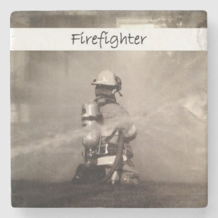 Firefighter At Work Stone Coaster