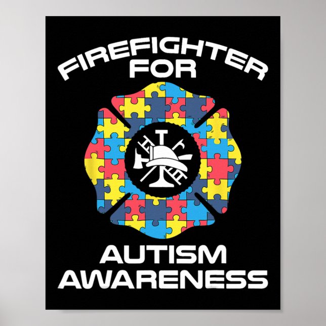 Firefighter Autism Apparel - Best Firefighters Des Poster (Front)