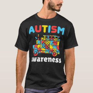 Firefighter Autism Awareness Puzzle Pieces Fire T-Shirt