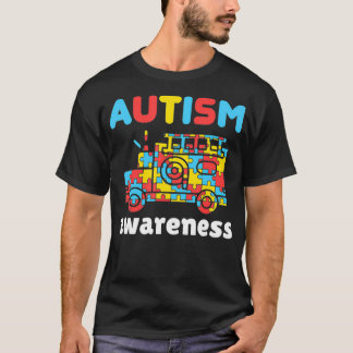 Firefighter Autism Awareness Puzzle Pieces Fire T-Shirt