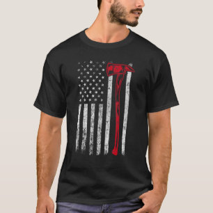 Firefighter Axe Usa Flag Thin Red Line Fireman Pat T-Shirt
