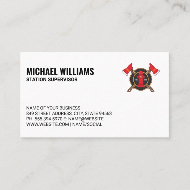 Firefighter Axes Logo Business Card (Front)
