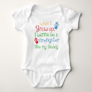 Firefighter Baby Handprints Baby Bodysuit