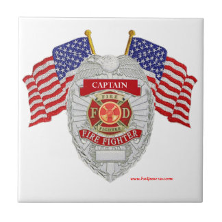 FireFighter_Badge_Captain Ceramic Tile