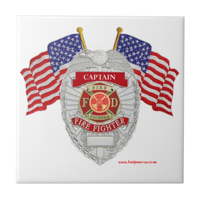 FireFighter_Badge_Captain Ceramic Tile (Front)