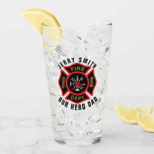 Firefighter Badge Custom Text Name Personalised Glass