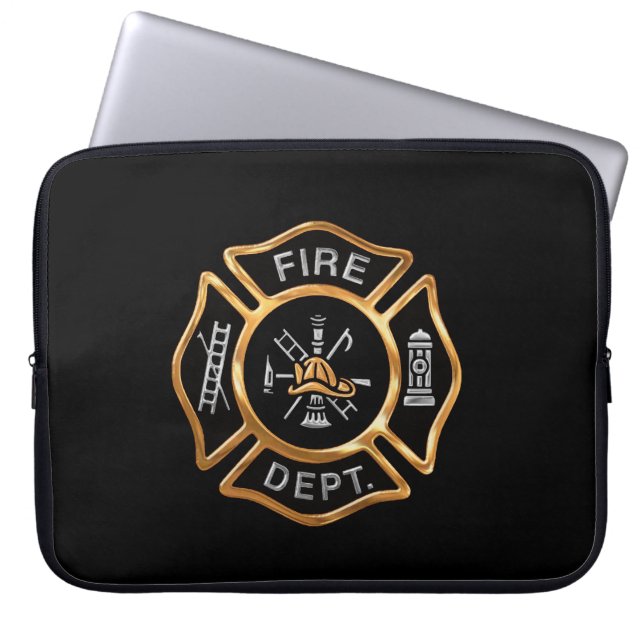 Firefighter Badge Gold Laptop Sleeve (Front)
