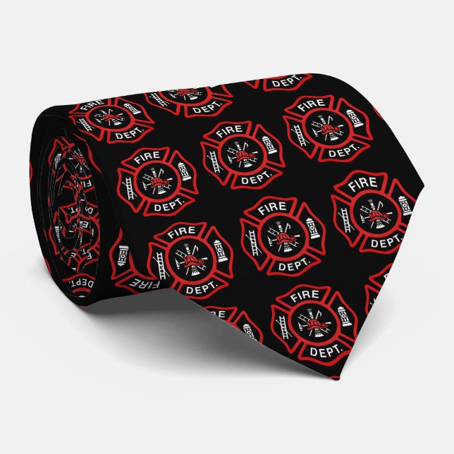 Firefighter Badge Pattern Tie (Rolled)