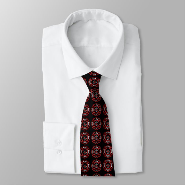 Firefighter Badge Pattern Tie (Tied)