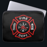 Firefighter Badge Red Laptop Sleeve<br><div class="desc">Red Fire Department logo badge. Great for firemen and first respondents.</div>