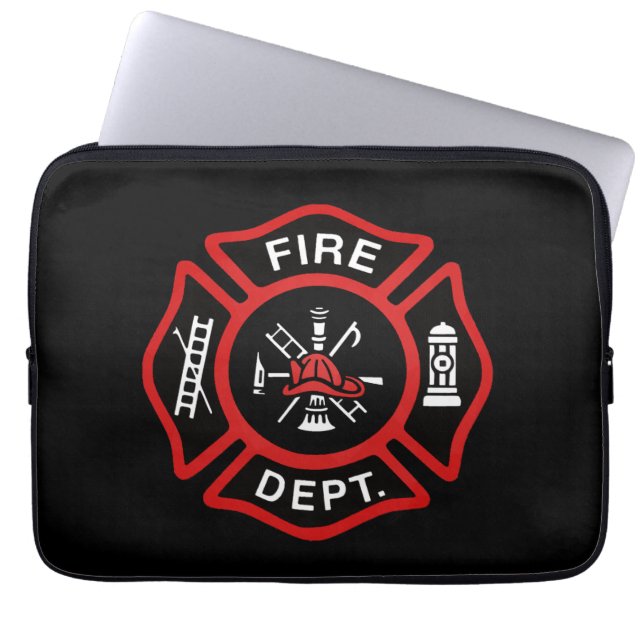 Firefighter Badge Red Laptop Sleeve (Front)