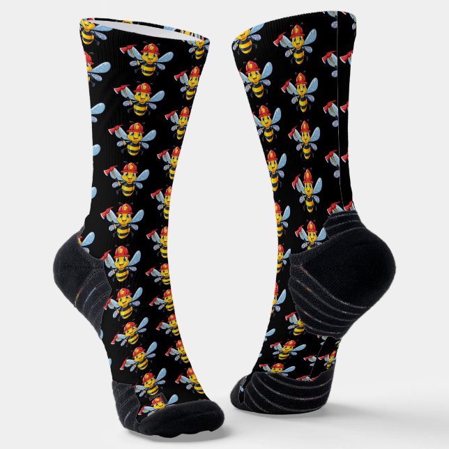 Firefighter bee socks (Angled)