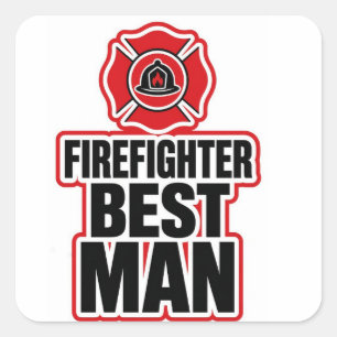 Firefighter best man square sticker