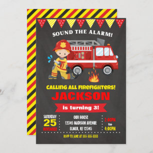 Firefighter Birthday Invitation Chalkboard