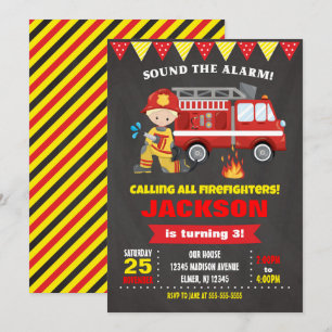 Firefighter Birthday Invitation Chalkboard