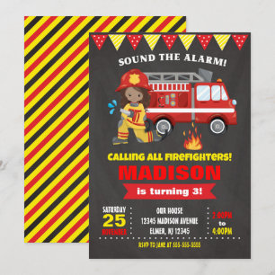 Firefighter Birthday Invitation Girl Chalkboard