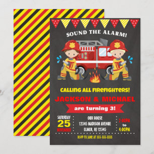 Firefighter Birthday Invitation Joint Chalkboard