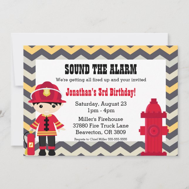 Firefighter Birthday Party Invitation (Front)