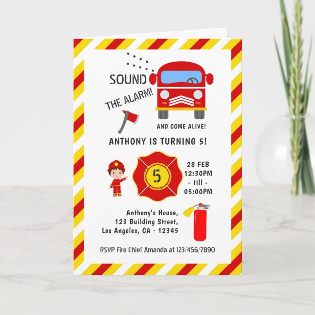 Firefighter Birthday Party Invitation (Front)