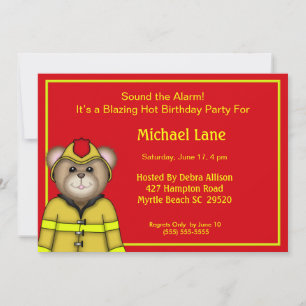 Firefighter Birthday Party Invitations
