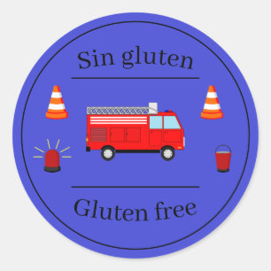 Firefighter Blue Bilingual Birthday food label