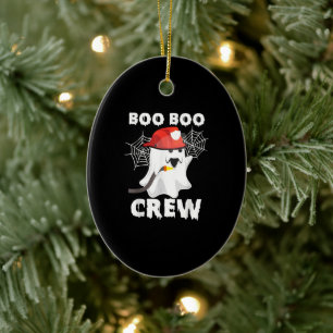 Firefighter Boo Boo Crew Halloween Ghost Fireman Ceramic Ornament
