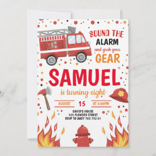 Firefighter Boy Birthday Party Invite
