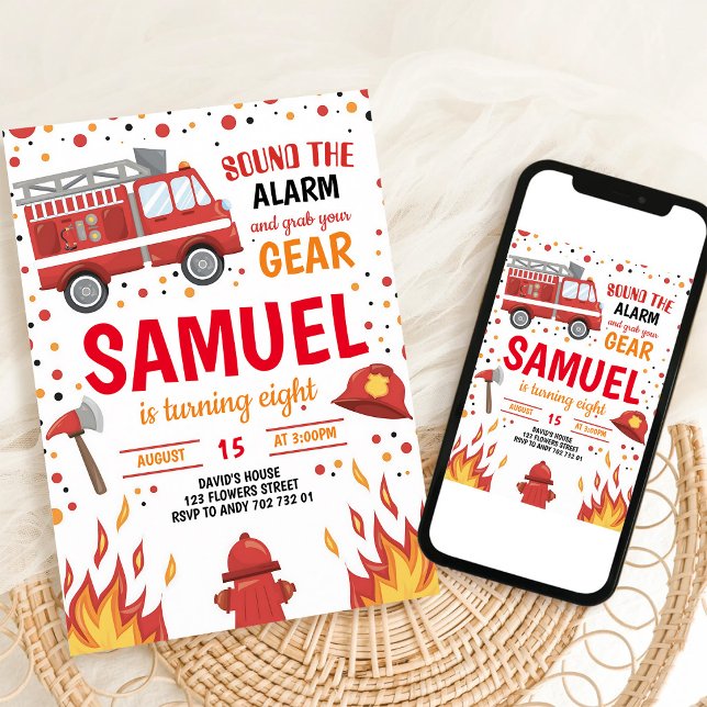 Firefighter Boy Birthday Party Invite (Creator Uploaded)