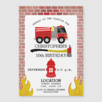 Firefighter Brick Flames Axe Hydrant Birthday