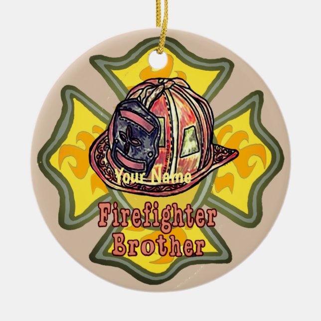 Firefighter brother ceramic ornament (Front)